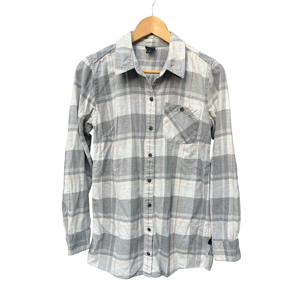 Patagonia Womens Grey Plaid Organic Cotton Long Sleeve Flannel Shirt STY53235 S